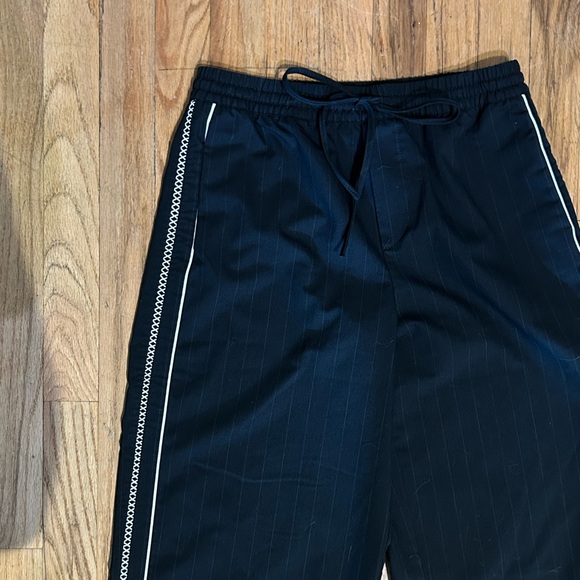 Zara Navy Pinstripe Joggers with White Trim - Picture 2 of 2